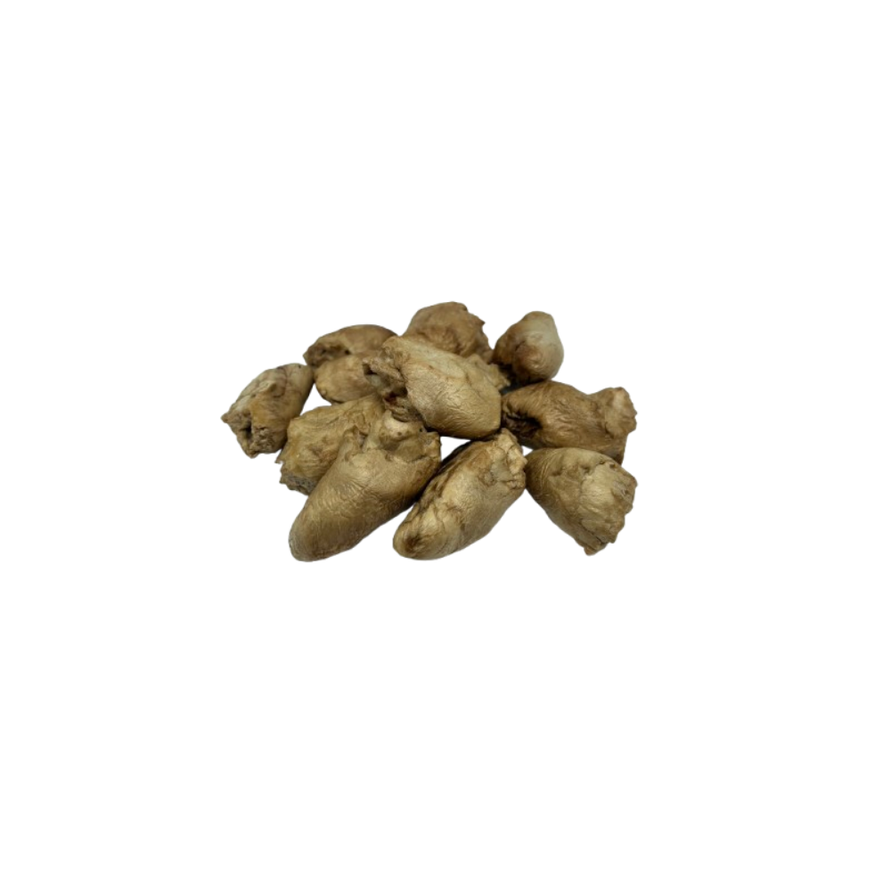 Group of ginger roots on a white background